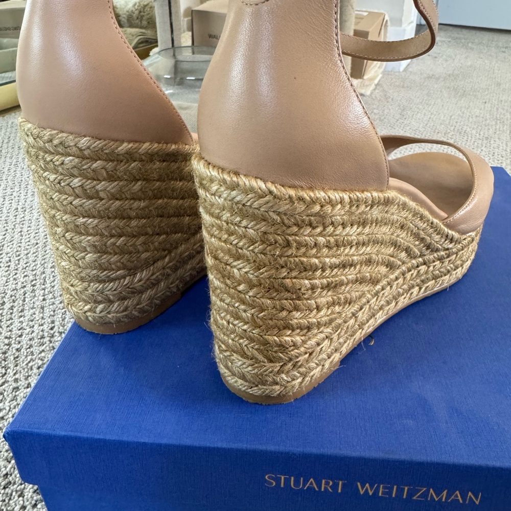 Stuart Weitzman Blush Espadrille Wedge Sandals - Picture 6 of 9